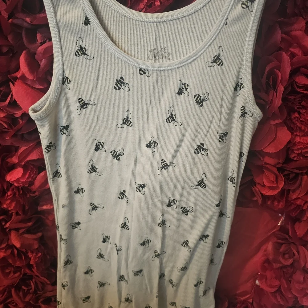 Justice Girls Bee Print White Tank Top Size 14